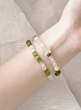 【抹茶星】一味良方原创手工玛瑙星星手串个性猫眼石串珠手链