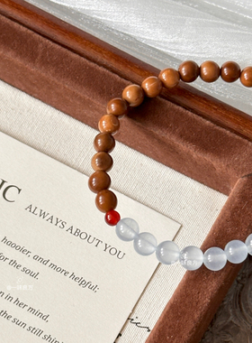 【时雨】原创小众设计蓝色串珠手链新中式饰品男女款库克手串