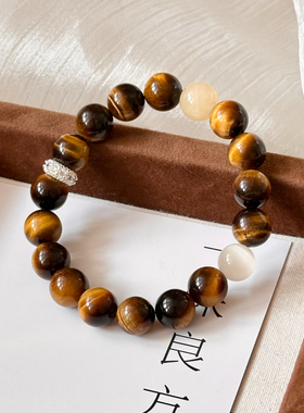 【景时庭深】一味良方原创男女生10mm手工串珠手链时尚虎眼石手串