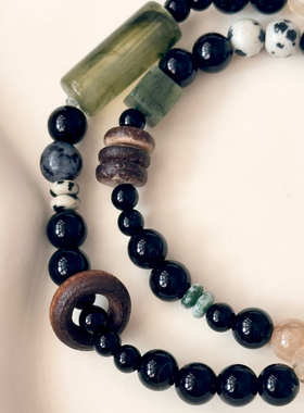 【林序秋】时尚男女款黑玛瑙串珠手链小众原创设计情侣手串