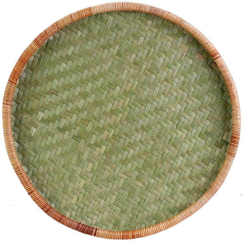 精品竹编簸箕竹制品晾晒竹匾竹筛装饰篮茶道托盘菜筐手工藤边圆形,淘宝优惠券,粉丝福利购,淘宝优惠卷