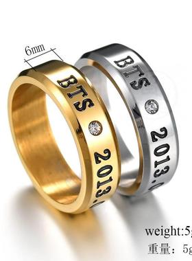 -BTS alphabet youth group titanium steel ring jewelry stainl