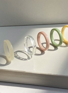 colour rings women韩国东大门彩色树脂素圈戒指指环女