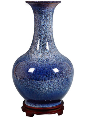 景德镇陶瓷器蓝色花瓶摆件客厅插花新中式客厅电视柜家居装饰品