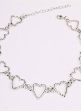 Independent Gothic Metal Hollow Connecting Heart Neck Chain