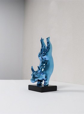北欧牛转乾坤电镀艺术摆件书房客厅入户玄关电视柜装饰品动物雕塑