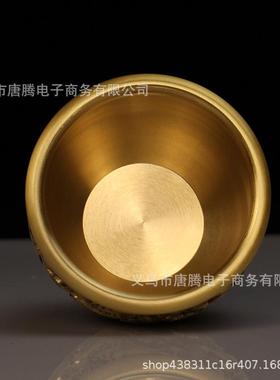 摆件缸黄铜聚宝盆米缸客厅百福装饰聚财纯铜品盆铜招财罐家居小纯