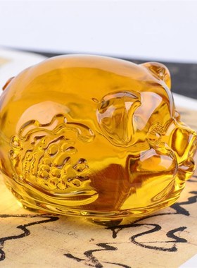 黄水晶金猪琉璃水晶猪礼品摆件生肖琉璃猪开业送礼摆件柜台装饰品