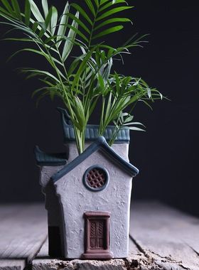 徽派建筑摆件鱼缸造景客厅摆件桌面装饰盆栽景微景观小房子模型古