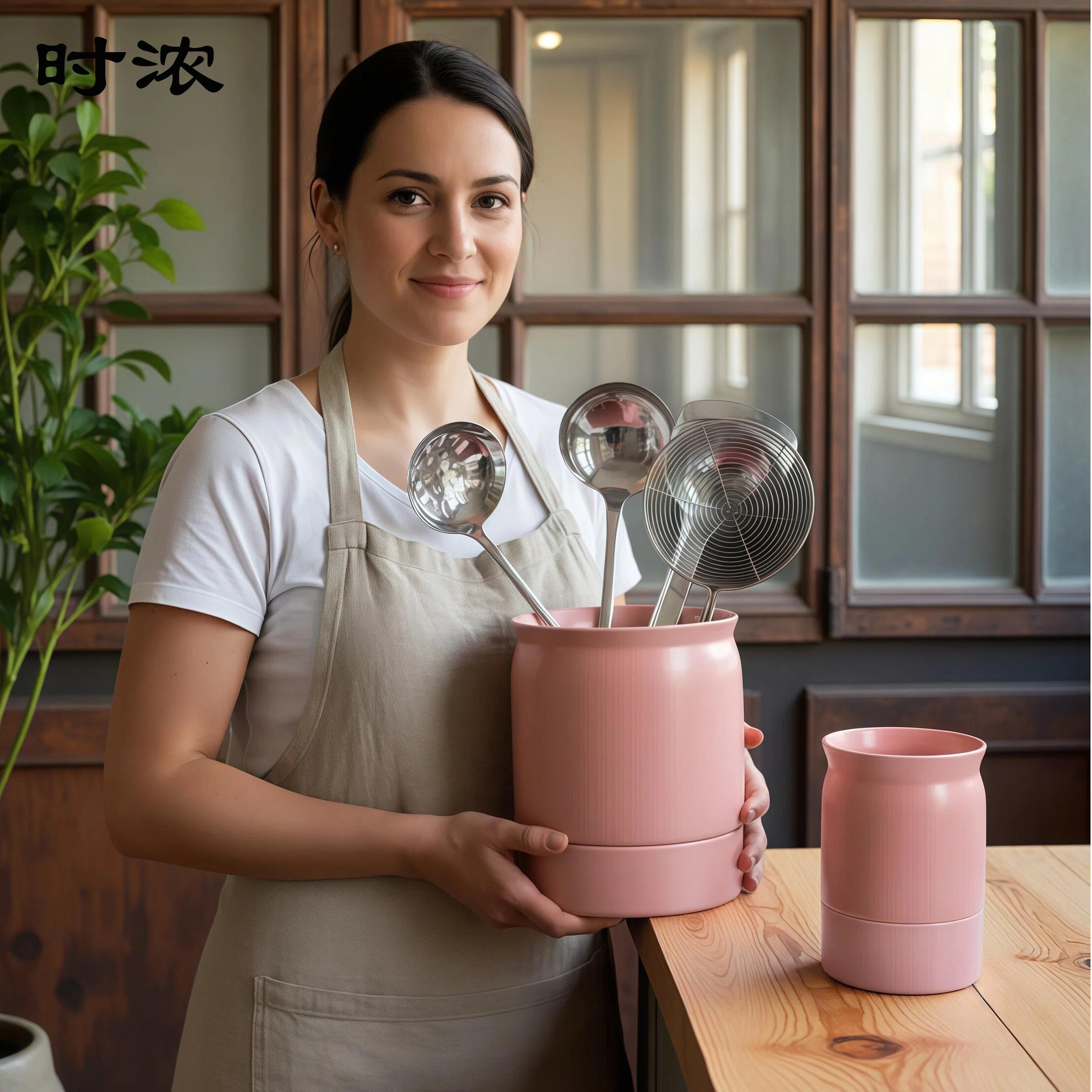 Shinon Korean simple ceramic drain tube chopstick cage holder spoon fork tableware large chopstick tube spatula storage rack spoon