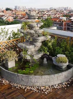 假山流水景摆件客厅落地阳光房循环水系喷泉景观庭院花园楼顶装饰