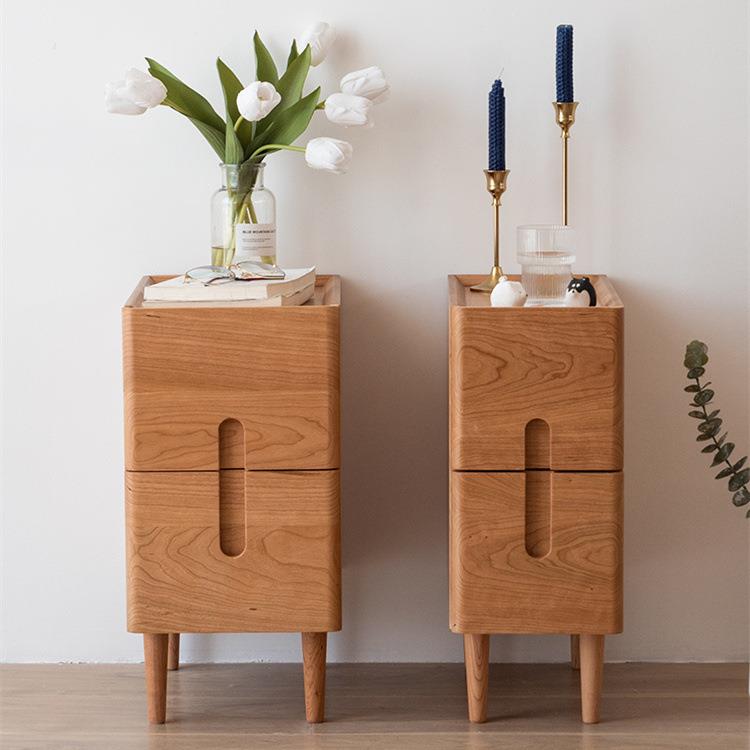 小户型全实木床头柜北欧橡木樱桃木25cm宽小尺寸卧室超窄储物柜20 - 图1