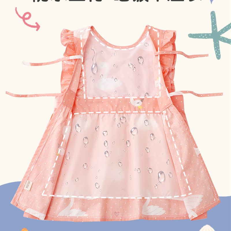 Rika baby girl summer thin kindergarten eating vest style bib waterproof and anti-dirty children's bib summer style sleeveless