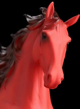 《以梦为马》中国红色陶瓷马招财摆件马到成功 办公室陶瓷工艺品