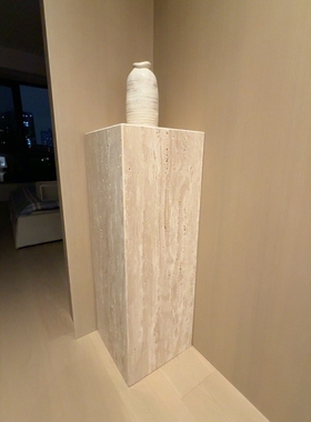 天然白洞石摆件底座客厅玄关立柱