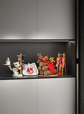 创意招财猫钥匙收纳玄关摆件鞋柜门口客厅家居装饰品乔迁新居礼物