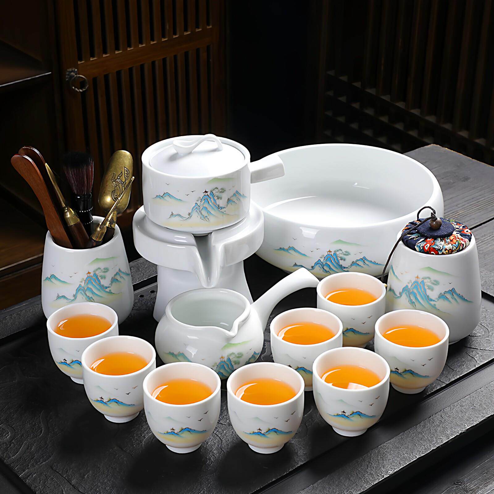 Lazy automatic tea set creative instant success teapot set household ceramic kung fu tea set teapot anti-scalding hands