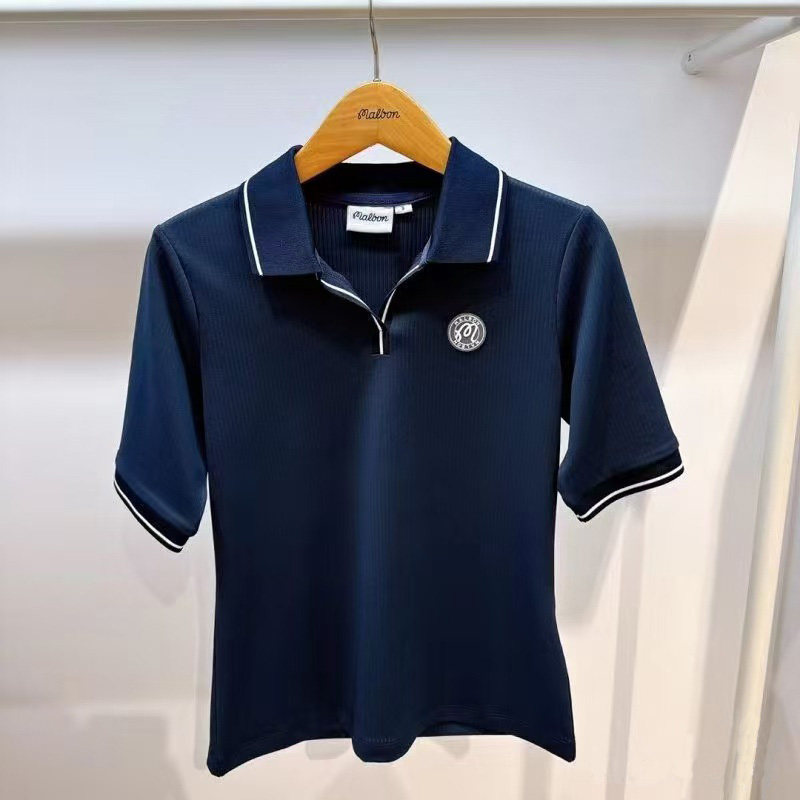 2025春夏季韩国MALBON高尔夫女装修身短袖T恤POLO衫高弹运动休闲,淘宝优惠券,粉丝福利购,淘宝优惠卷