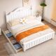 Solid wood bed modern simple 1.8m double bed white princess bed economical master bedroom home 1.5m single bed