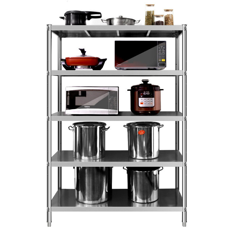 304不锈钢厨房置物架五层落地多层仓库货架家用微波炉储物架5层,淘宝优惠券,粉丝福利购,淘宝优惠卷
