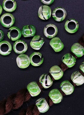 好货Green Pattern Round Hole Plastic Jewelry Bead Resin Hair