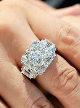 Cao Shis new luxury T-square zirconia mens ring copper-pla