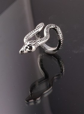 欧美风格复古合金电镀蛇形戒指男女开口可调节戒指首饰配饰