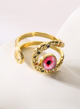 澳古 INS波西米亚小众高级恶魔之眼开口戒指女个性戒指 跨境