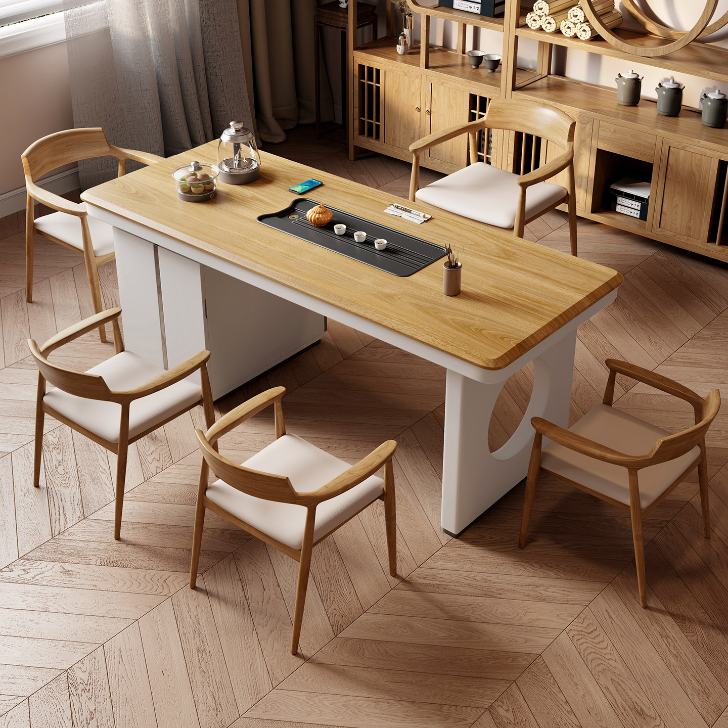 原木风实木茶桌椅组合茶台现代简约家用客厅阳台轻奢办公室泡茶桌,淘宝优惠券,粉丝福利购,淘宝优惠卷