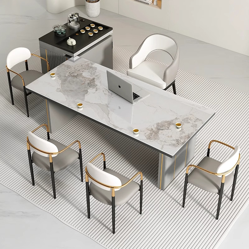 岛台岩板茶桌椅组合轻奢现代高级感家用一桌五椅接待办公室泡茶台,淘宝优惠券,粉丝福利购,淘宝优惠卷