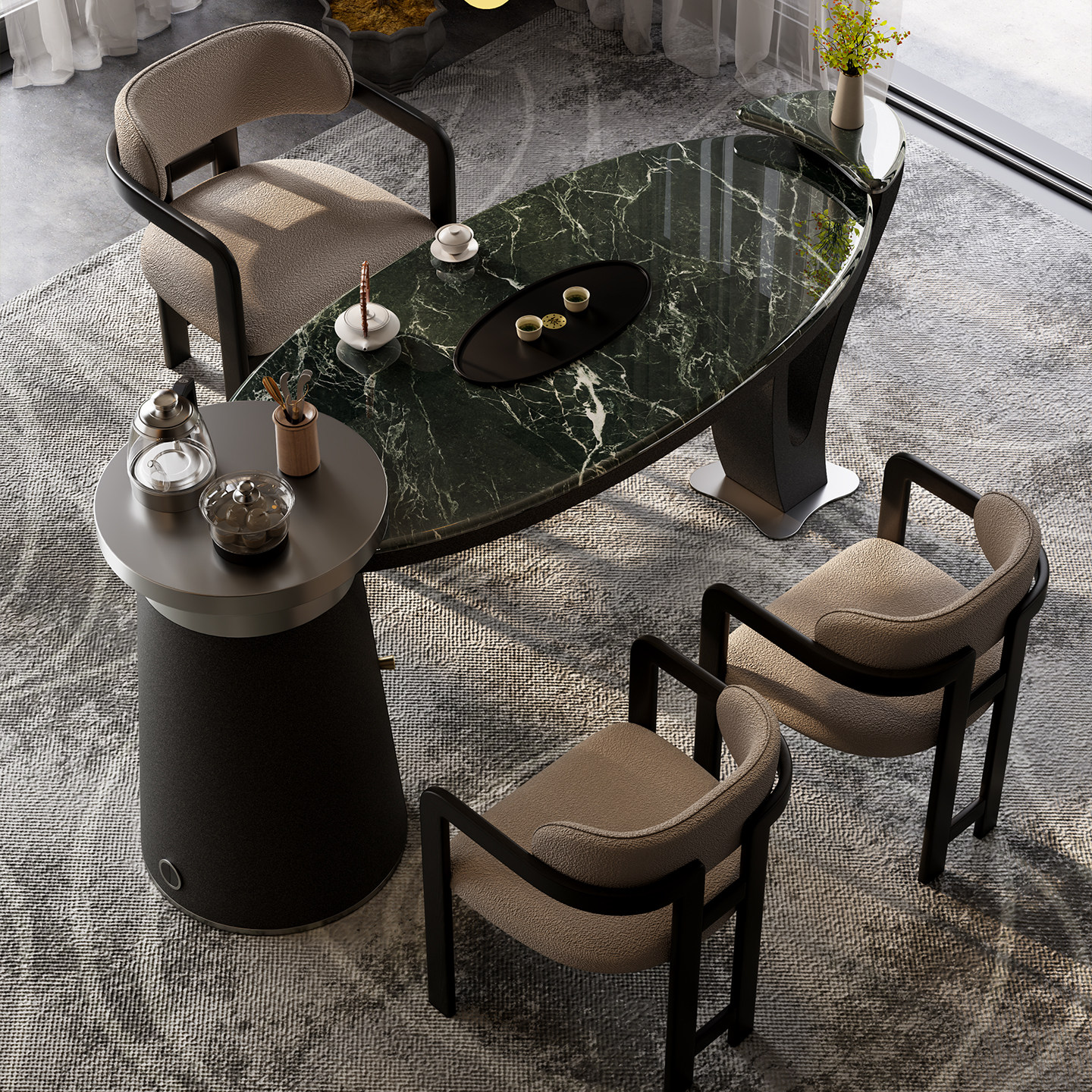 2026新款高端大理石茶桌椅组合烧水壶一体现代简约轻奢高级感茶台,淘宝优惠券,粉丝福利购,淘宝优惠卷