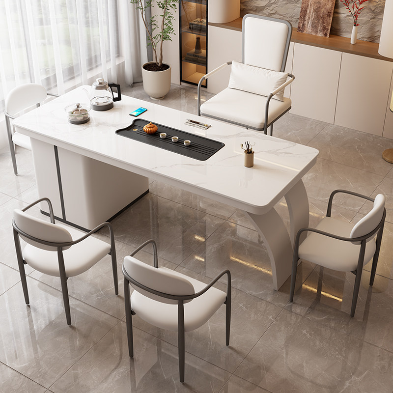 奶油风岩板茶桌椅组合轻奢现代高级感家用阳台小户型办公室泡茶台,淘宝优惠券,粉丝福利购,淘宝优惠卷