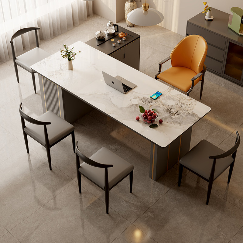 轻奢岛台茶桌一体现代高级感办公室茶桌椅组合家用高端岩板泡茶桌,淘宝优惠券,粉丝福利购,淘宝优惠卷