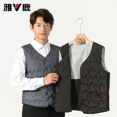 雅鹿羽绒马甲男2025新款男V领羽绒服内胆修身内搭鸭绒背心 - 图2