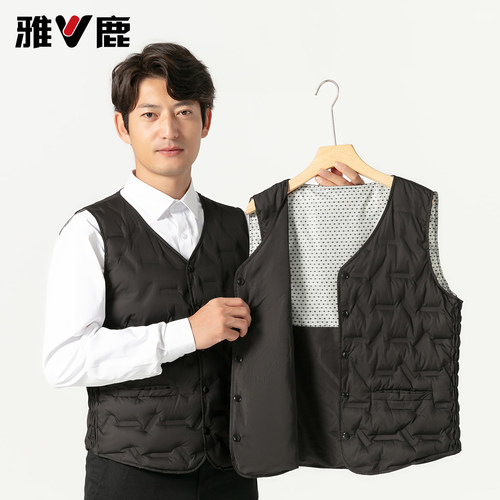 雅鹿羽绒马甲男2025新款男V领羽绒服内胆修身内搭鸭绒背心 - 图1