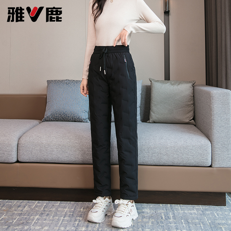 雅鹿羽绒裤女时尚2024年新款加厚保暖雪乡旅游防寒双面羽绒裤外穿