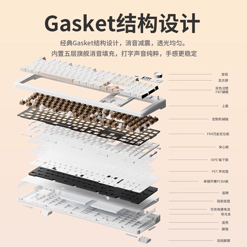 狼蛛F108pro客制化机械键盘套装无线蓝牙三模Gasket结构RGB灯效 - 图2