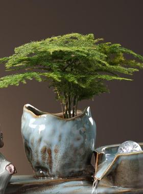 招财风水轮喷泉流水摆件办公室桌面循环流水生财客厅鱼缸开 业礼