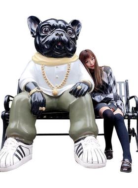 雕塑定制玻璃钢卡通人物商场吉祥物店门口户外招财狗打卡大摆件