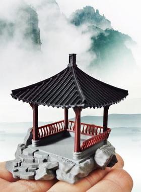 中式建筑摆件古代凉亭模型 盆景假山摆件 微景观装饰家居鱼缸造景