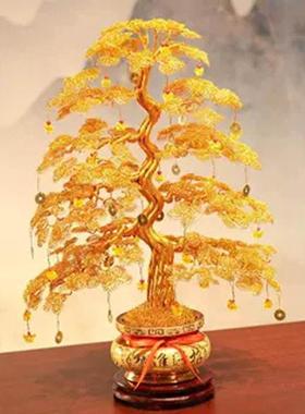 纯手工发财树摇钱树铝线编织摆件工艺品招财客厅装乔迁开业礼