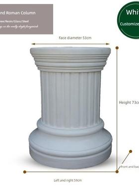 罗马柱欧式雕塑展示台白色圆形底座婚庆路引花园门厅摆件方形影视