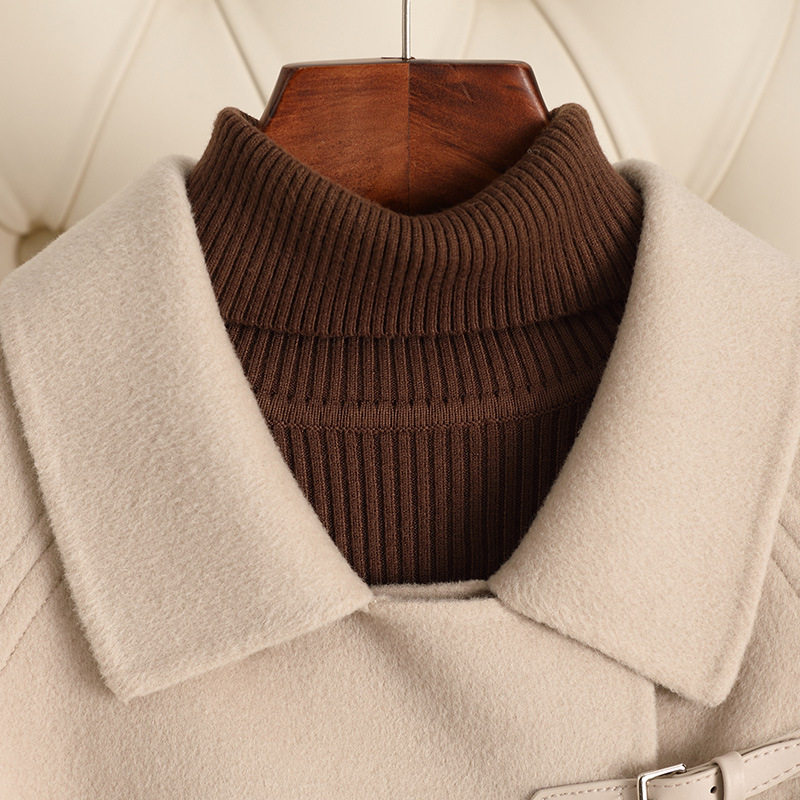 双面羊大衣女2024秋冬新款长款高级感小个子毛呢外套女