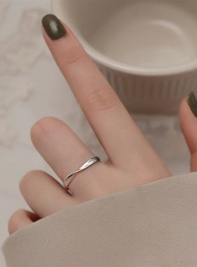 银柒念百饰.足银戒指 s990纯银莫比乌斯情侣戒指高级感小素圈戒指