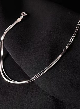 925镀银蛇骨手錬女夏小众设计感多层手饰2023新款女生简约饰品