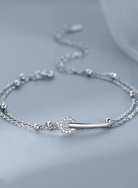 925纯银相扣手錬女轻奢简约精致闺蜜手镯小众高级感手饰