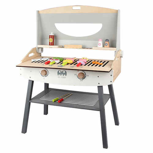 极速Gourmet Grill and Shish Kabob Wooden Play Kitchen - 图2