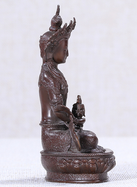 长寿佛佛像迷你古色禅意纯铜随身带2寸3神像藏传密宗佛台供奉摆件