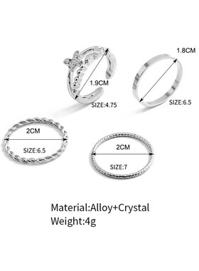 好货Butterfly Metal 4pcs set Rings women蝴蝶4件套戒指 关节戒