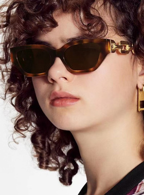 欧美新款潮流框太阳眼镜链条镜腿潮拍遮阳墨镜女士猫眼凹造型墨镜